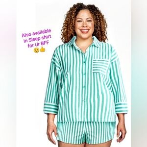 U R Cute 🥰 PJ Set Boxer Shorts w/ POCKETS & Full Button Down Shirt Pajamas